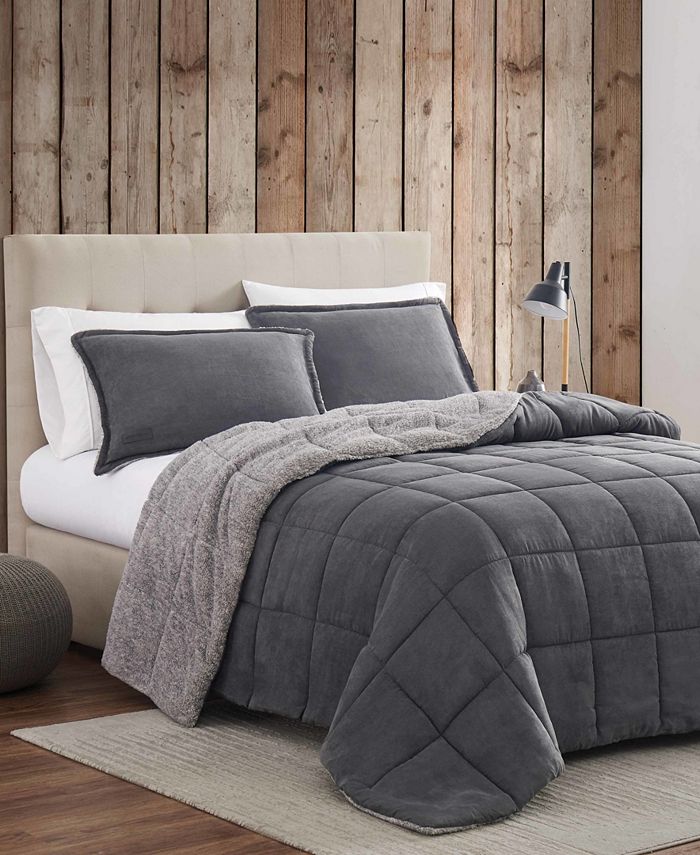 Eddie Bauer Sherwood Reversible Microsuede Sherpa Comforter Set, King