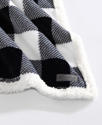 CLOSEOUT! Cabin Plaid Charcoal Ultra Soft Plush Fleece Reversible Blanket, Twin