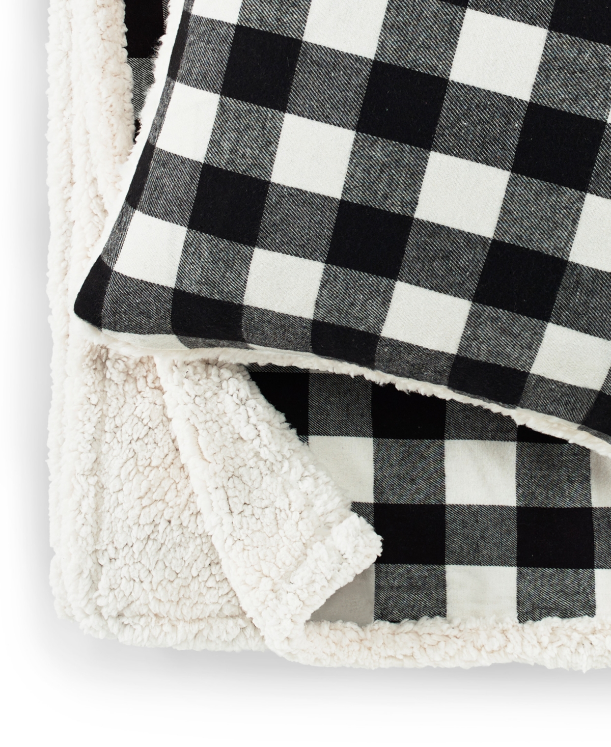 Eddie Bauer Cabin Plaid Cotton Yarn Dyed Flannel Pillow and Throw Set