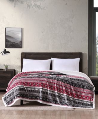 Eddie Bauer - Classic Fair Isle Black Sherpa King Blanket