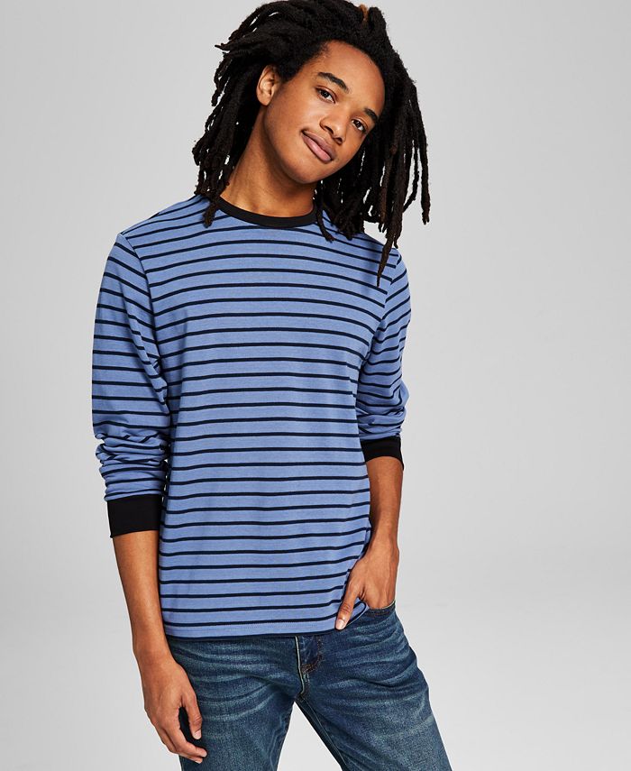And Now This Men's Striped Knit Long-Sleeve T-Shirt - Macy's
