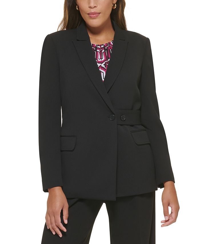 Calvin Klein Petite Scuba Crepe Belted Long-Sleeve Jacket & Reviews - Wear  to Work - Petites - Macy's