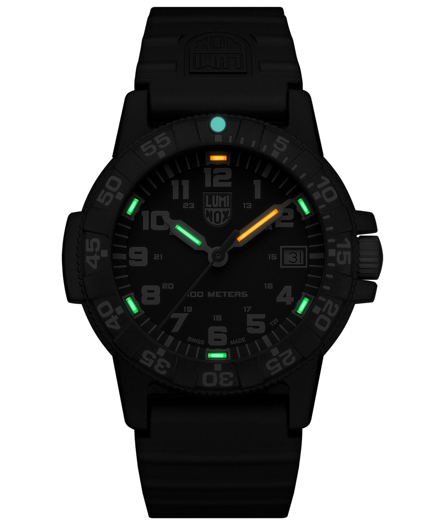Женские часы Luminox Swiss Leatherback Sea Turtle Dive Black Rubber Strap Watch 39mm — фото 3