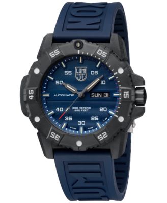 Men's Swiss Automatic Master Carbon Seal Blue Rubber Strap Watch 45mm