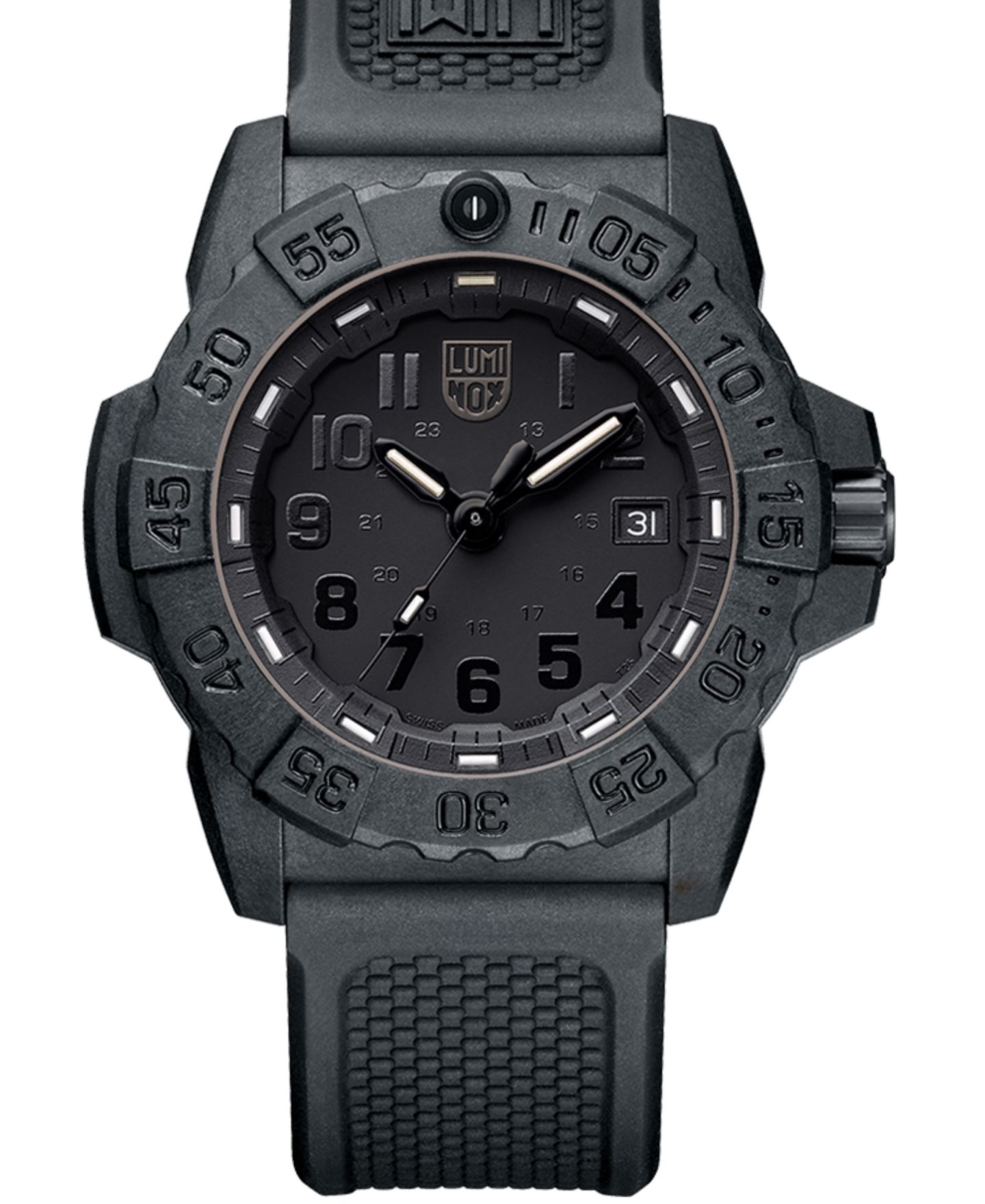 Мужские часы Luminox Swiss Navy Seal Military Dive Black Rubber Strap Watch 45mm — фото 1
