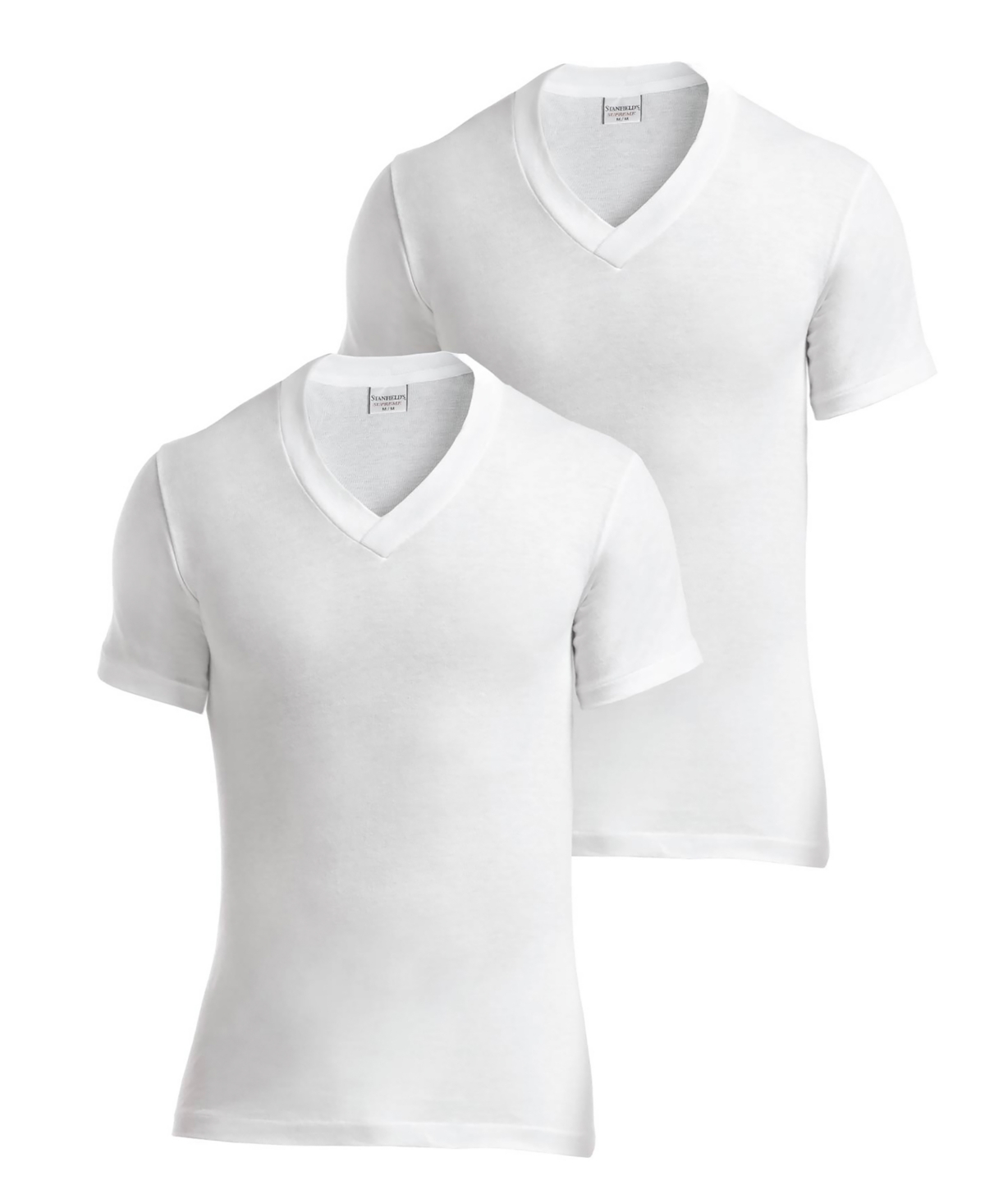 Stanfield's Men's Supreme Cotton Blend V-neck Undershirts, Pack Of 2 In White