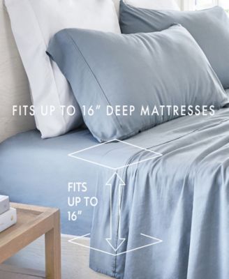 300 Thread Count Linen Rayon From Bamboo Blend Deep Pocket 3-Pc. Sheet Set, Twin