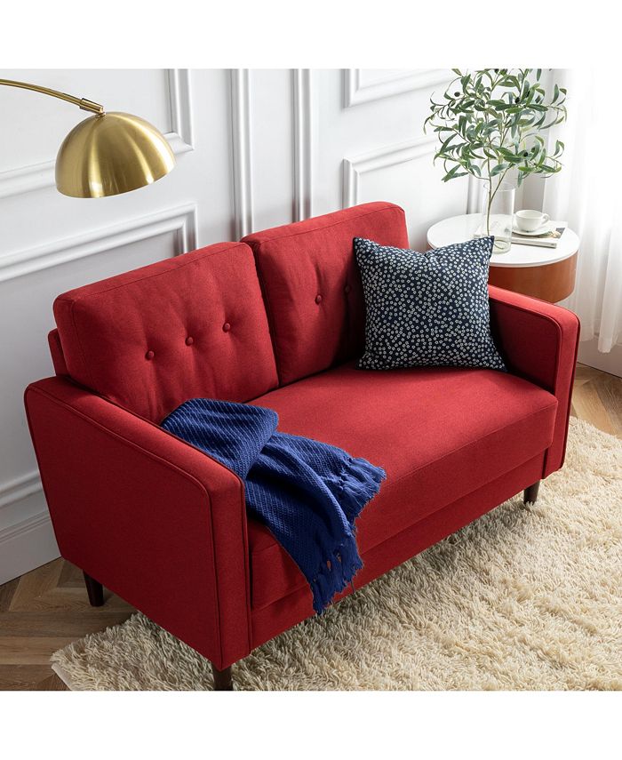 Zinus Mikhail MidCentury Upholstered Loveseat & Reviews Furniture
