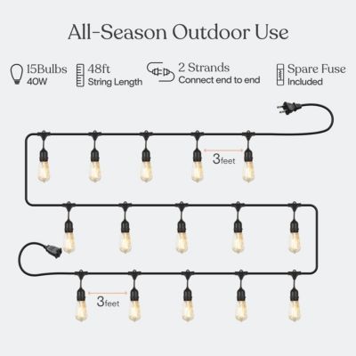 Ambience Pro 48 ft. Incandescent Indoor/Outdoor Weatherproof 40-Watt String Lights