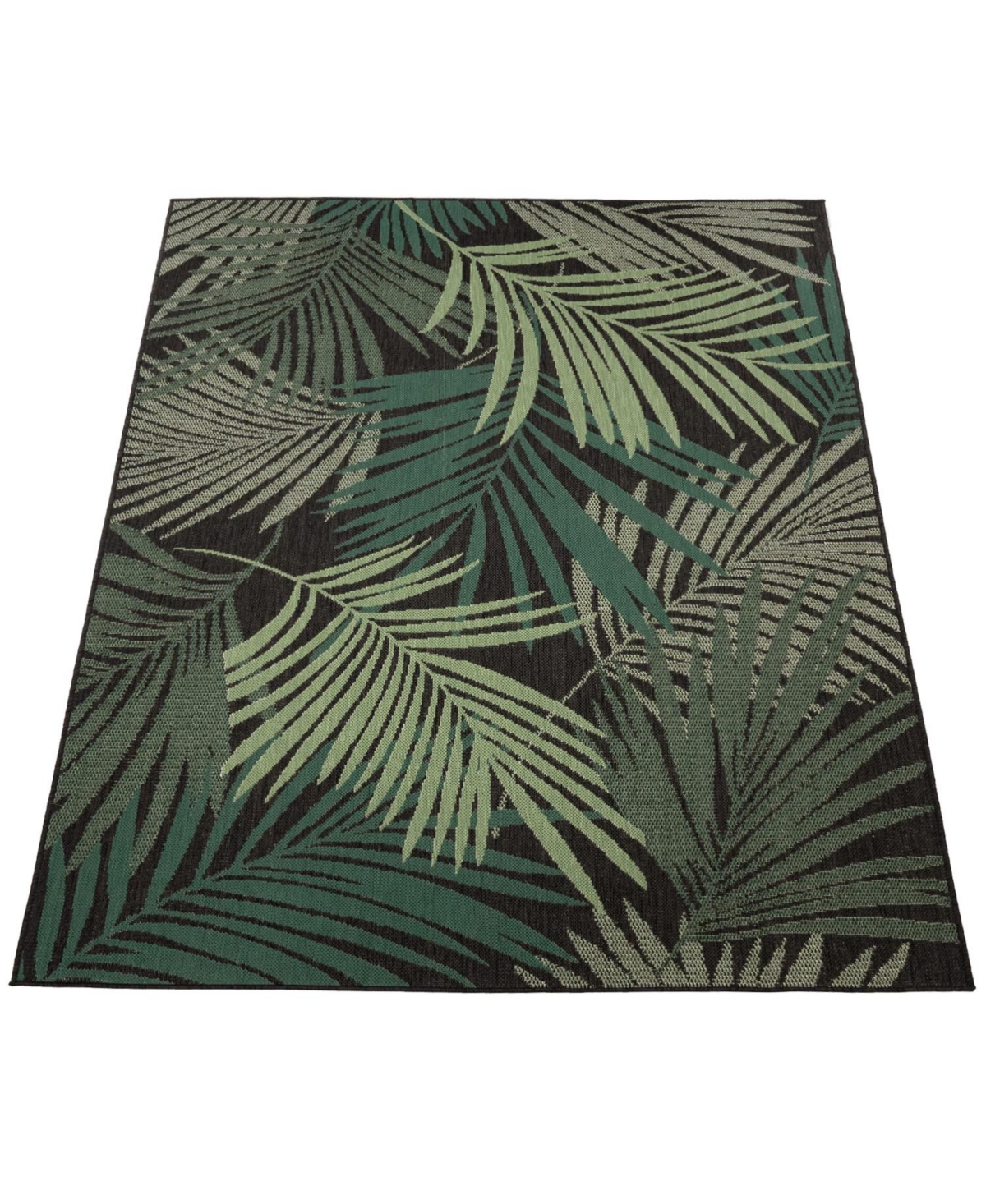 Paco Ostende Outdoor Rug Green Tropical Palm Leaves 47" X 67" In