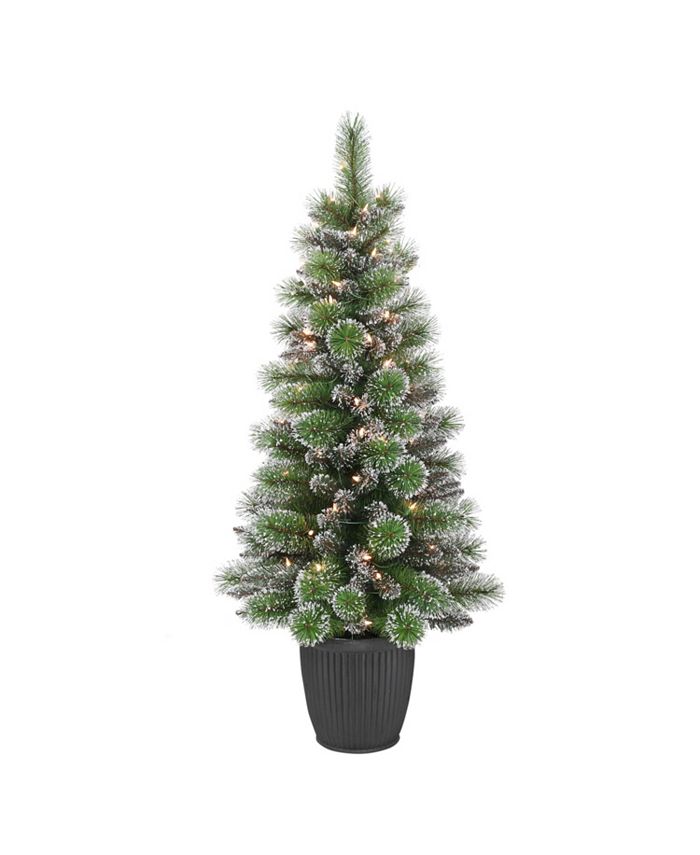 Puleo PreLit Potted Glitter Artificial Christmas Tree with 70 Lights
