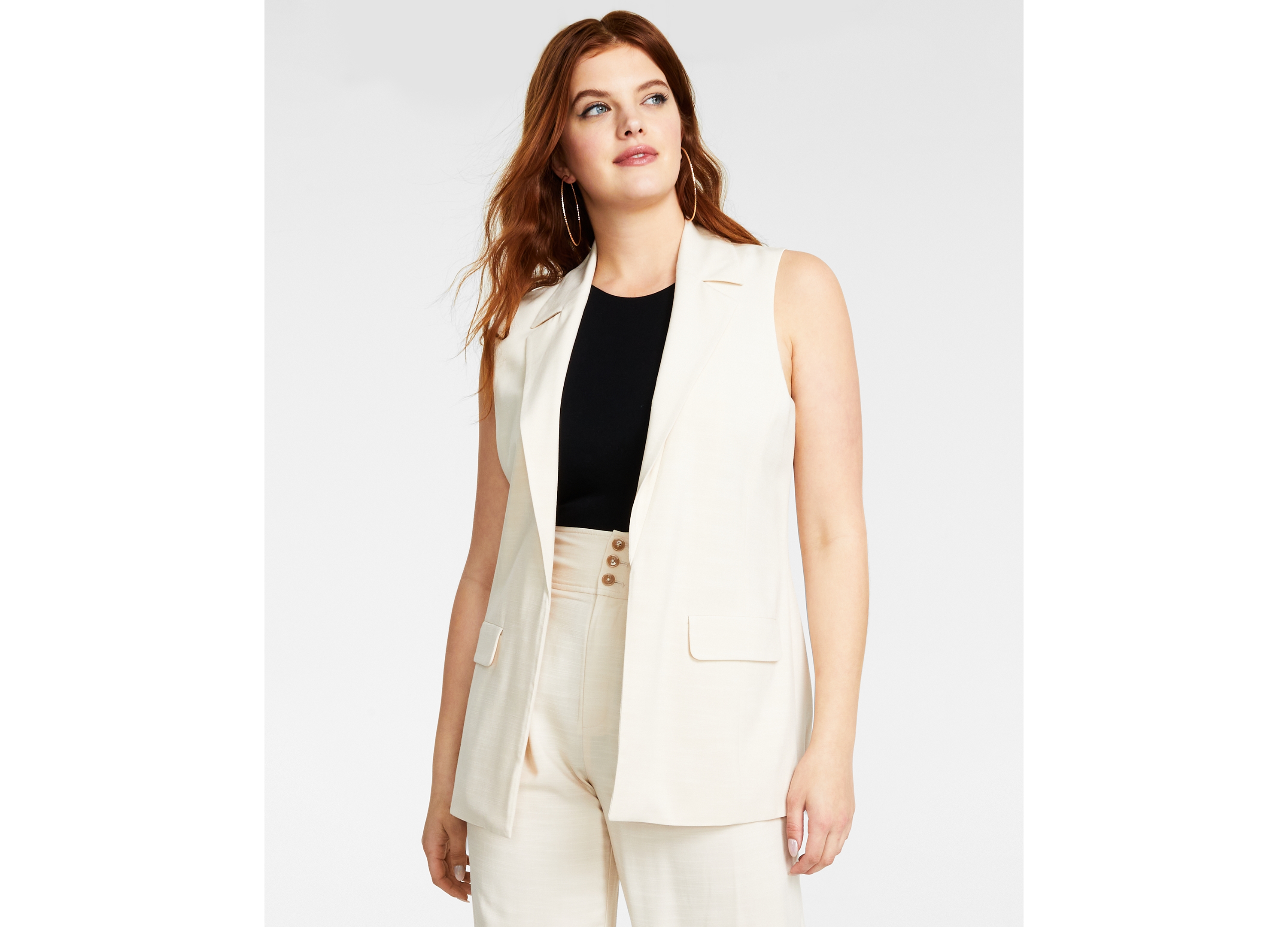 Sleeveless open front vest clearance