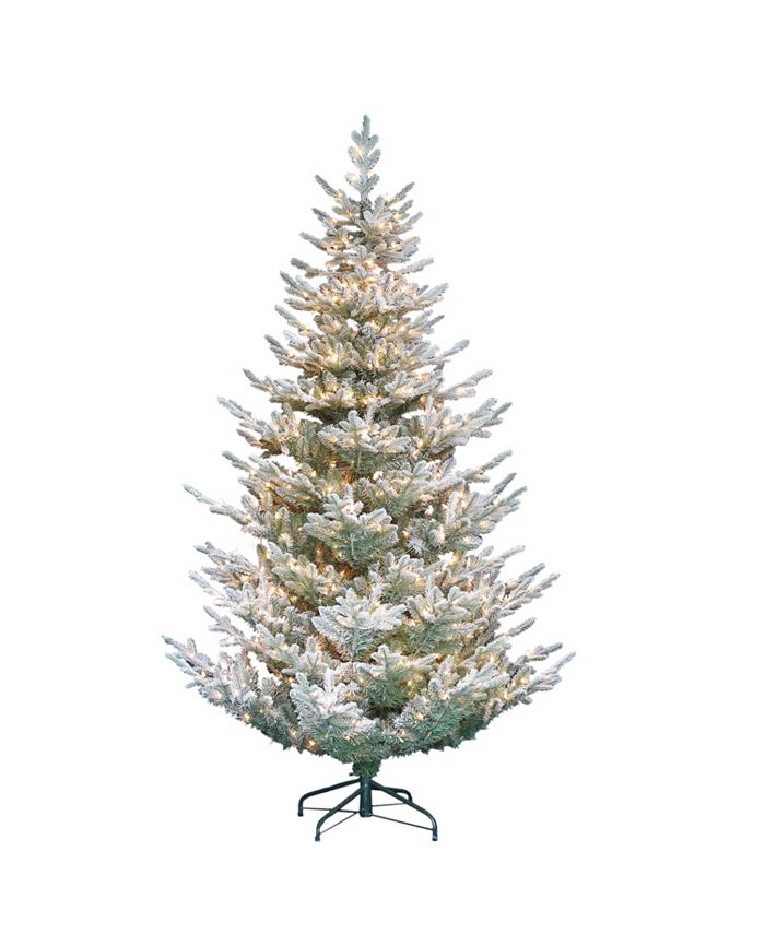 Puleo PreLit Flocked Hillside Spruce Artificial Christmas Tree with