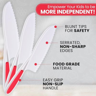 3-Piece Kids Knife Set for Real Cooking & Baking with Serrated Edges