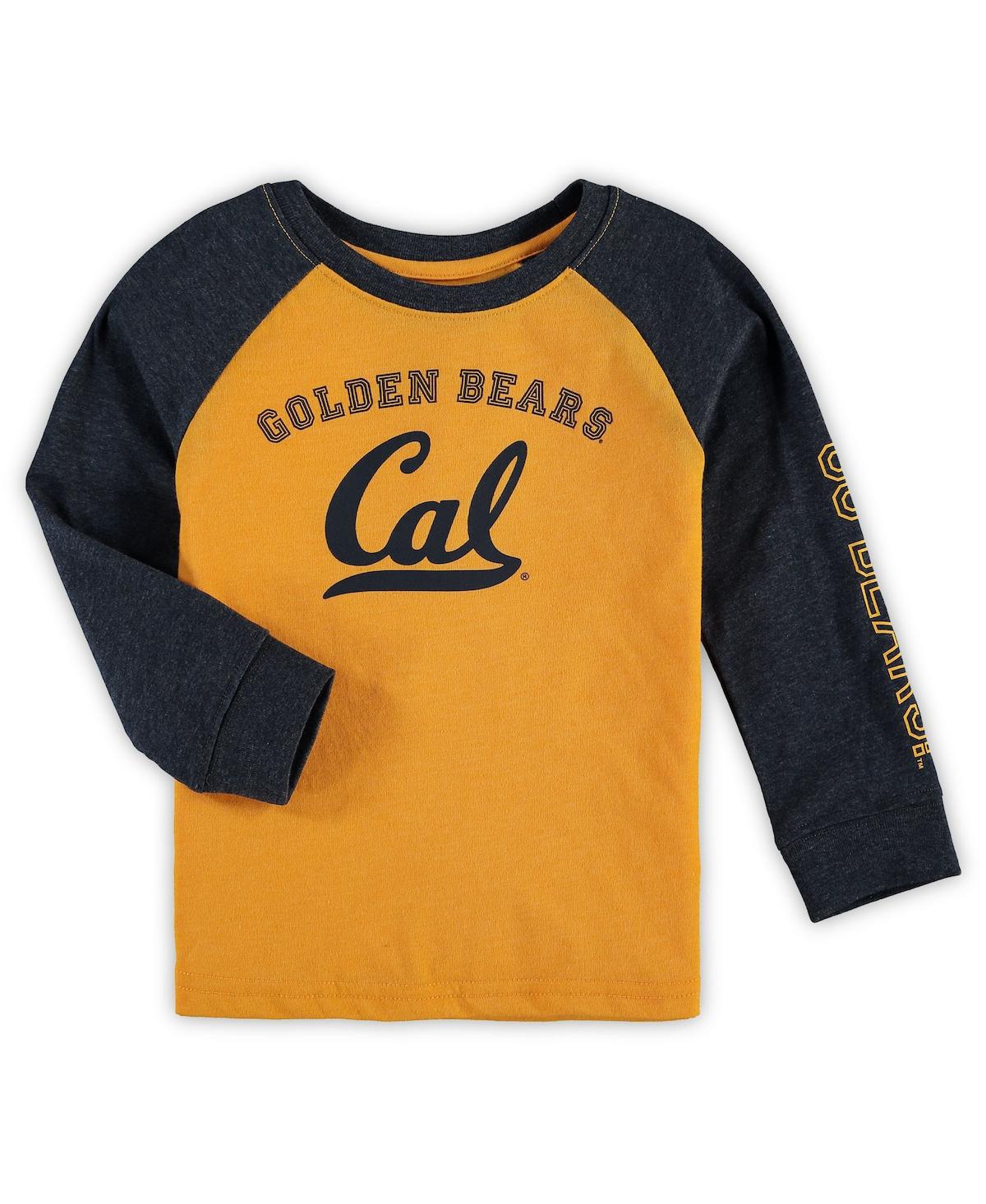 Colosseum Toddler Boys And Girls  Heathered Gold Cal Bears Long Sleeve Raglan T-shirt In Heathered Gold