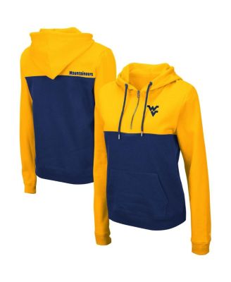 Women's Gold, Navy West Virginia Mountaineers Aidan Half-Zip Hoodie