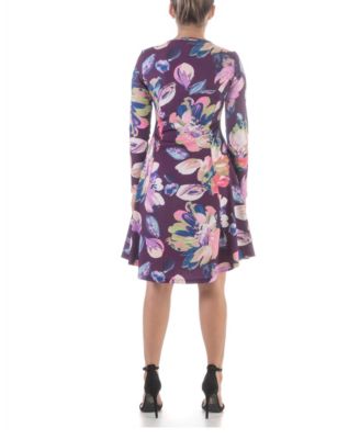 Women's Floral Long Sleeve Knee Length Dress