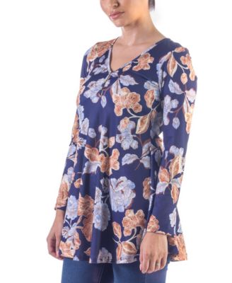 Women's Long Sleeve V-Neck Tunic Top