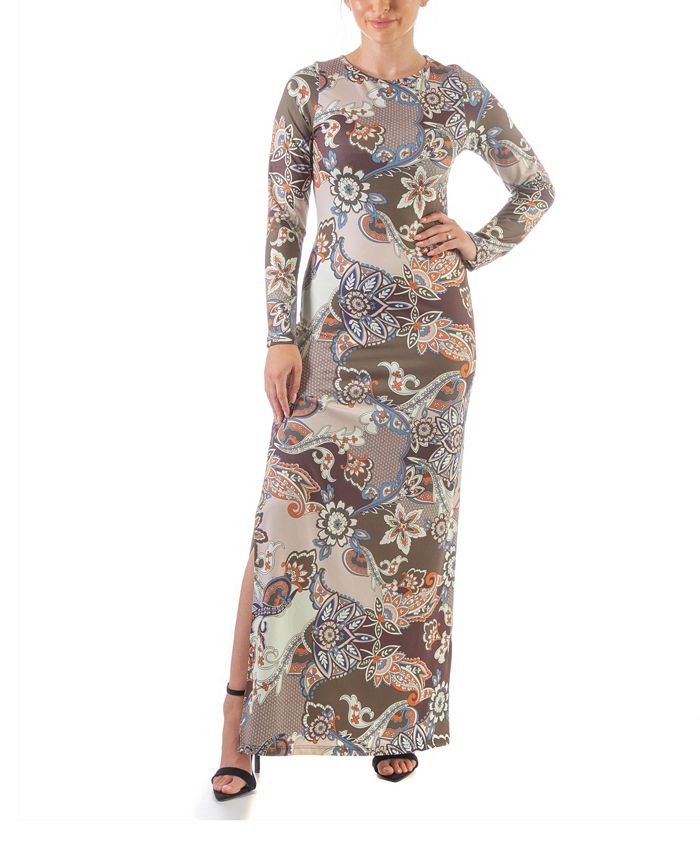 24seven Comfort Apparel Women's Long Sleeve Maxi Dress - Macy's