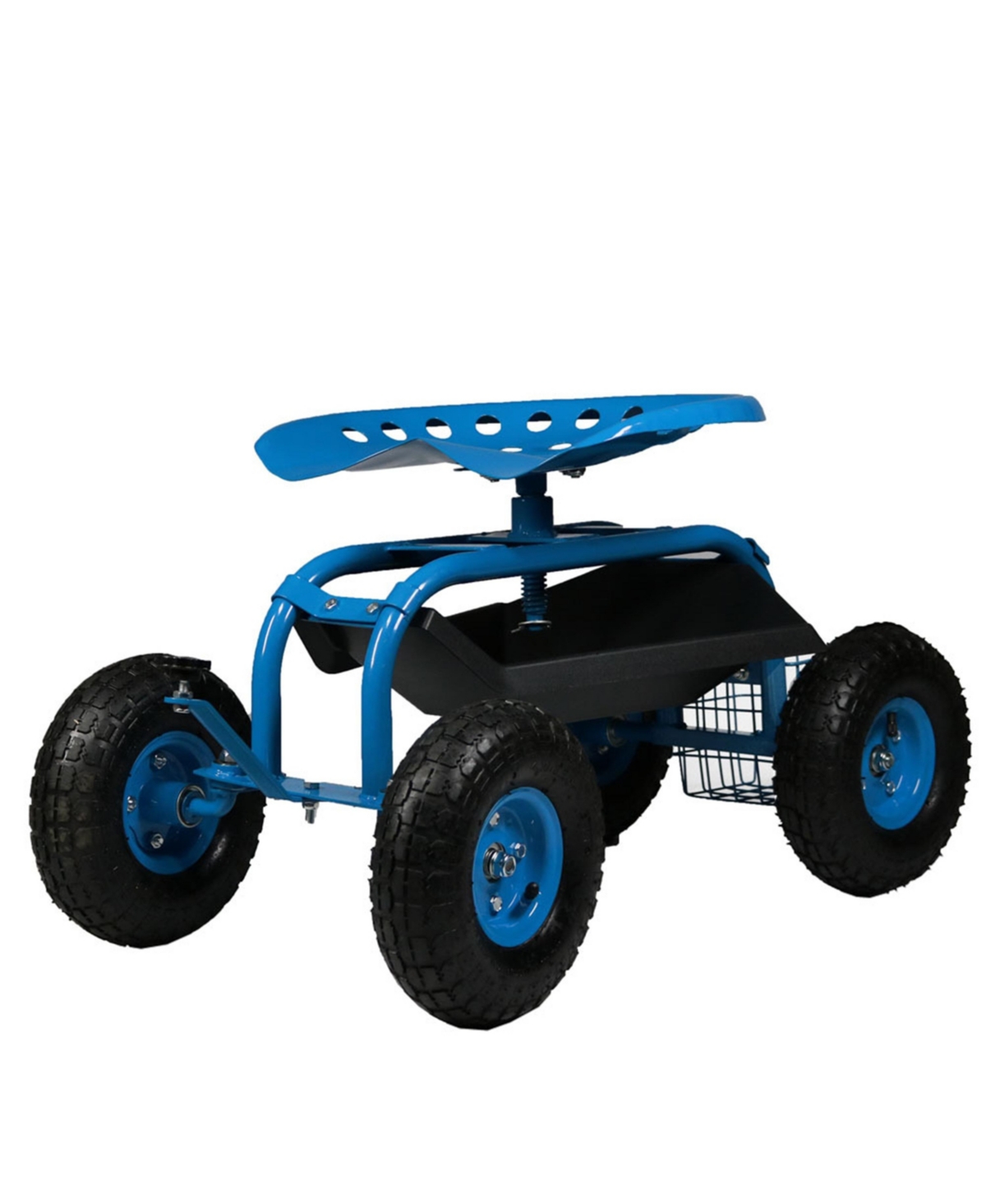 Steel Rolling Garden Cart with Swivel Steering/Basket - Blue - Blue