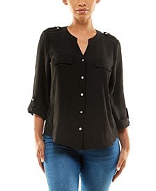 Women's 3/4 Sleeve Button Up Blouse Top