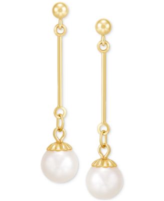 Cultured Freshwater Pearl (6-1/2 - 7mm) Drop Earrings in 14k Gold