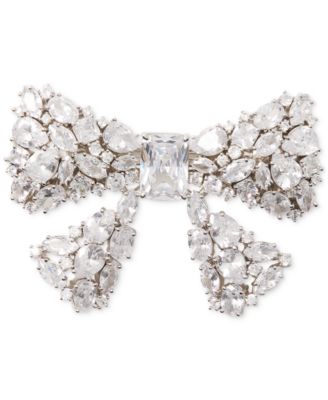 kate spade new york - Silver-Tone Take a Bow Crystal Brooch