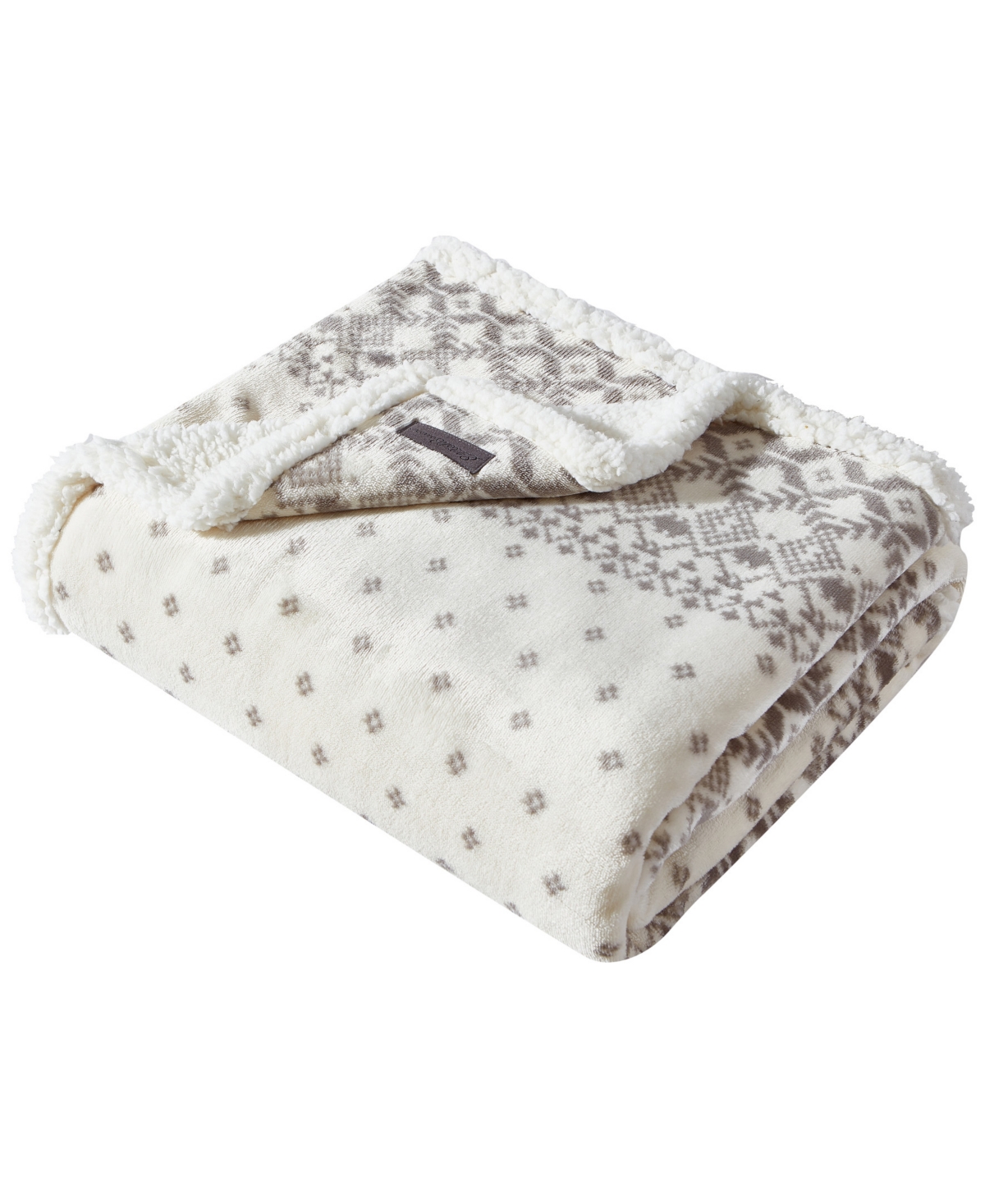Eddie Bauer Fair Isle Peak Ultra Soft Plush Fleece Reversible Throw Blanket In Ivory/cream