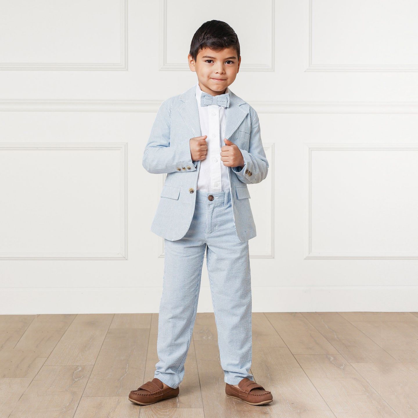 Брюки Hope & Henry Cotton Seersucker Suit Pant для мальчиков-малышей, цвет: Синий — фото 2