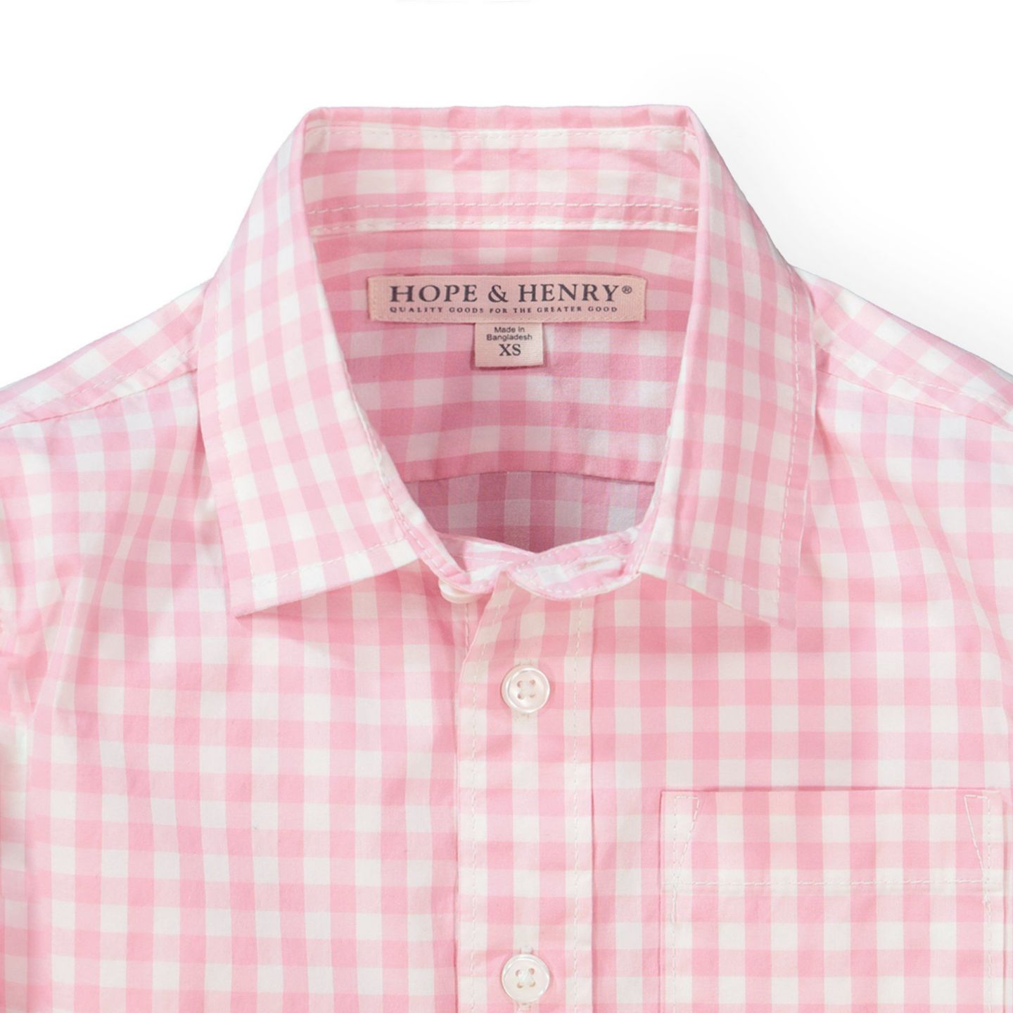 Рубашка Hope & Henry Poplin Button Down Shirt для мальчиков-малышей, цвет: Розовый в мелкую клетку — фото 2
