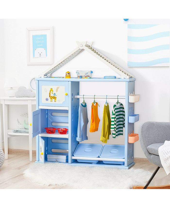 Kids Closet With Jewelry Cabinet, Dress Up Storage With