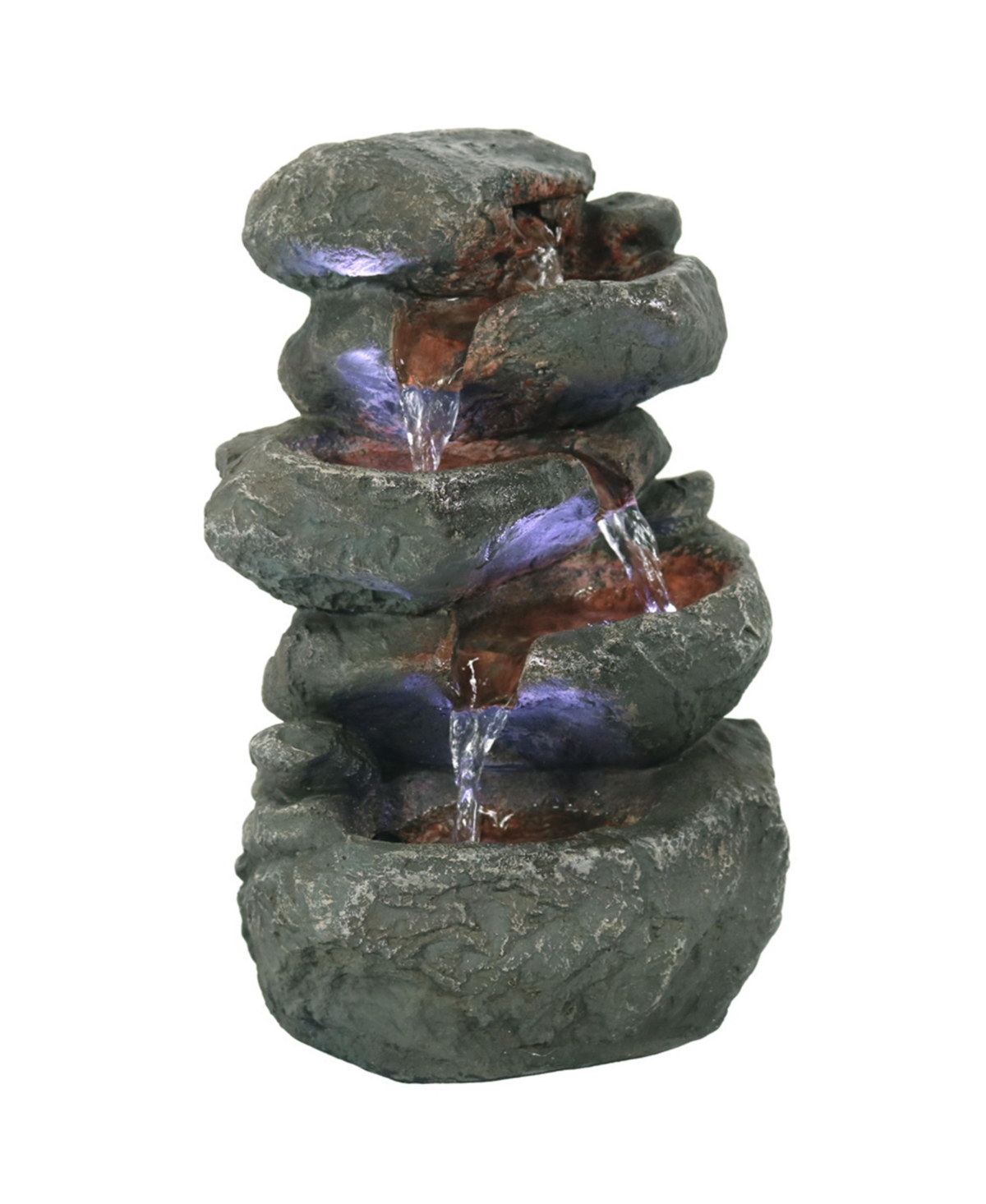 Stacked Rocks Polyresin Indoor Water Fountain with Led - 10.5 in - Light grey