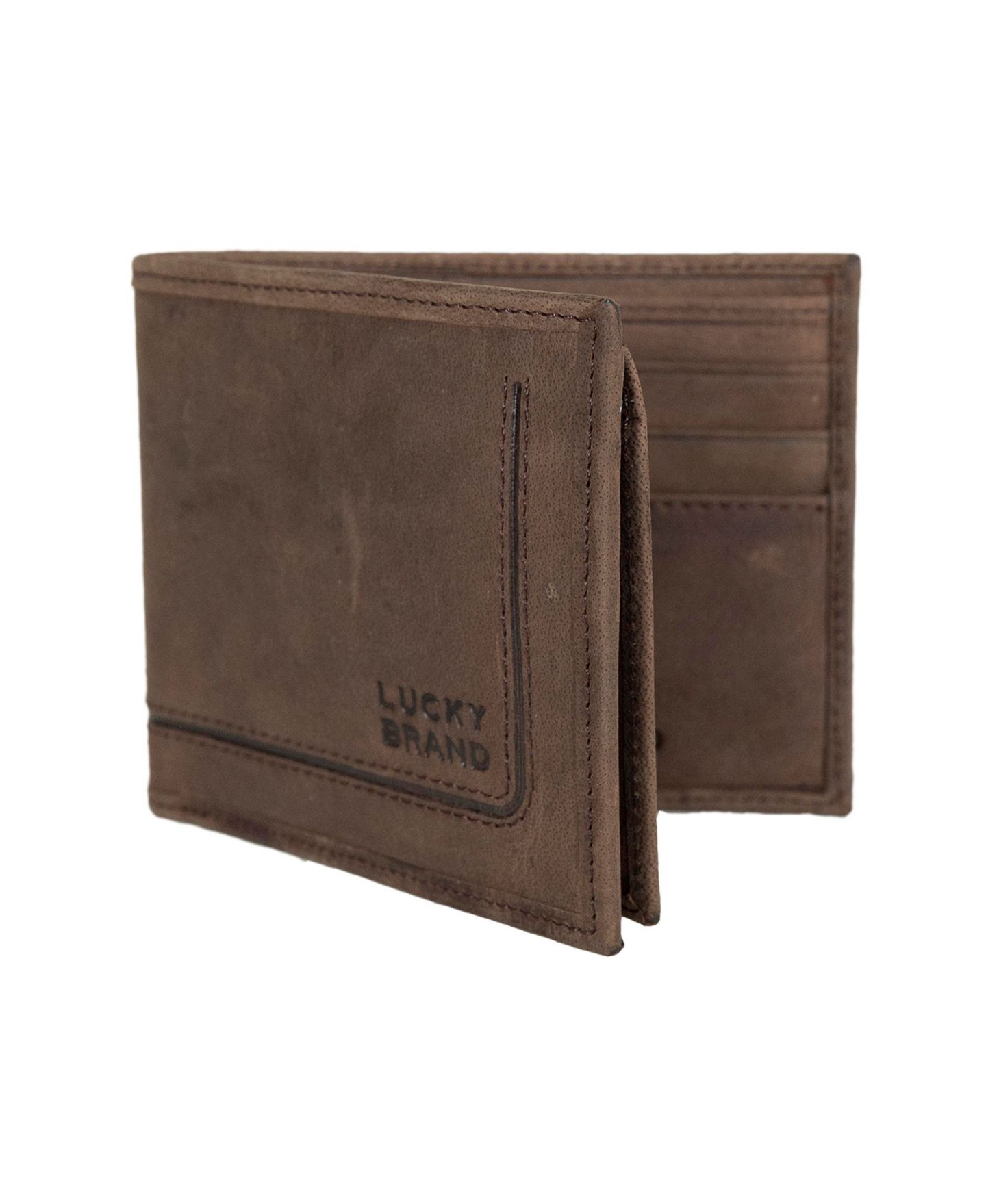 Мужское кожаное портмоне Lucky Brand Grooved, двойного сложения — фото 7