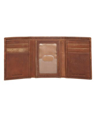 Men's Plaid Embossed Leather Trifold Wallet