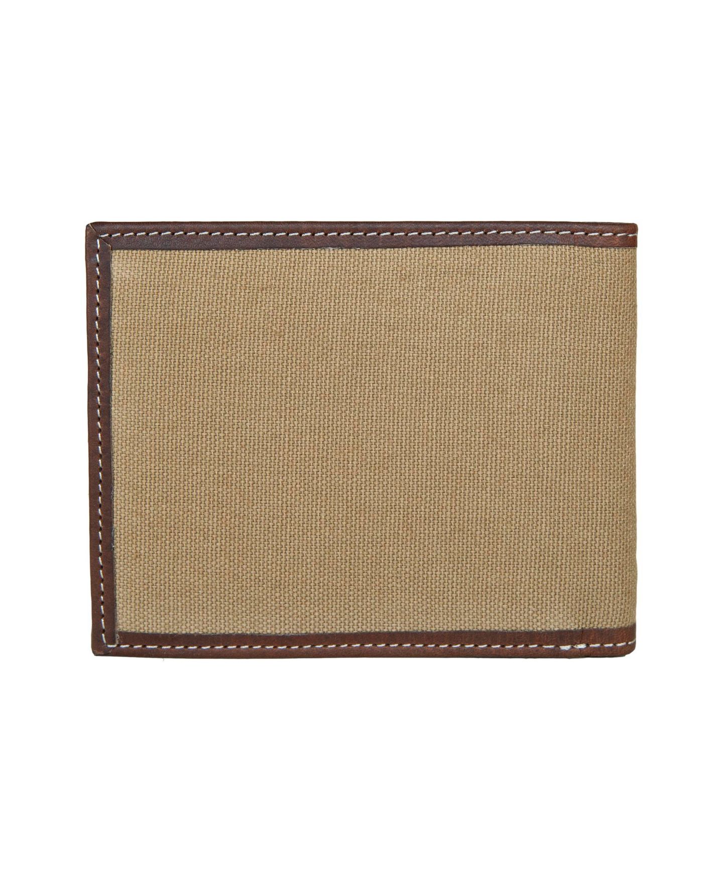 Мужской кошелёк Lucky Brand Canvas with Leather Trim Bifold Wallet, цвет: Хаки — фото 2