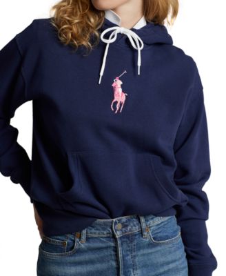 Ralph Lauren Sudadera Con Capucha Pink Pony Fleece Azul Marino