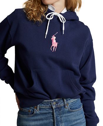 Polo Ralph Lauren Women's SZ XS Big Pony Fleece Hoodie Red Shrunken Fit  $125+