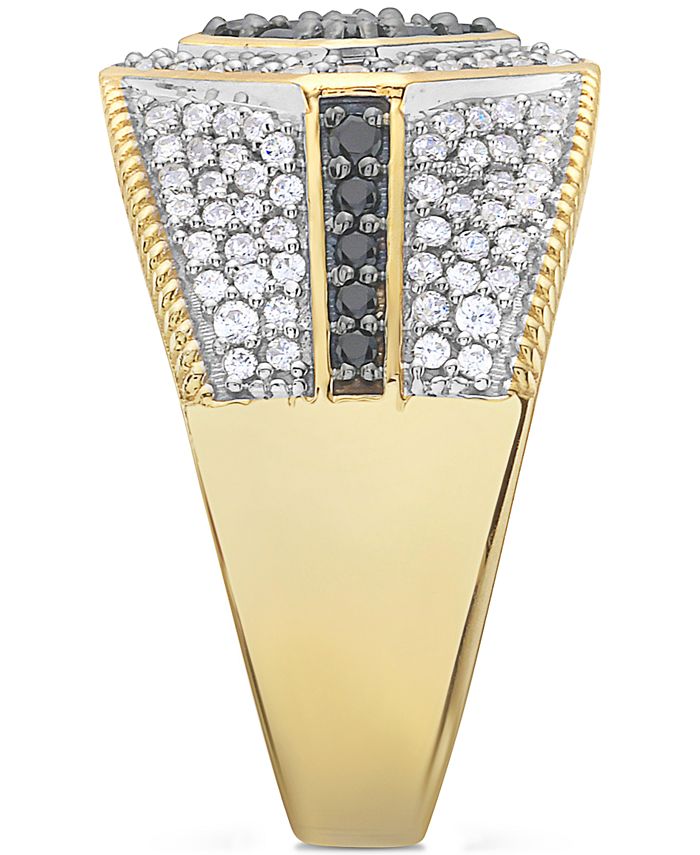 Macy's Men's Black & White Diamond Ring (1-1/2 ct. t.w.) in 10k Gold ...