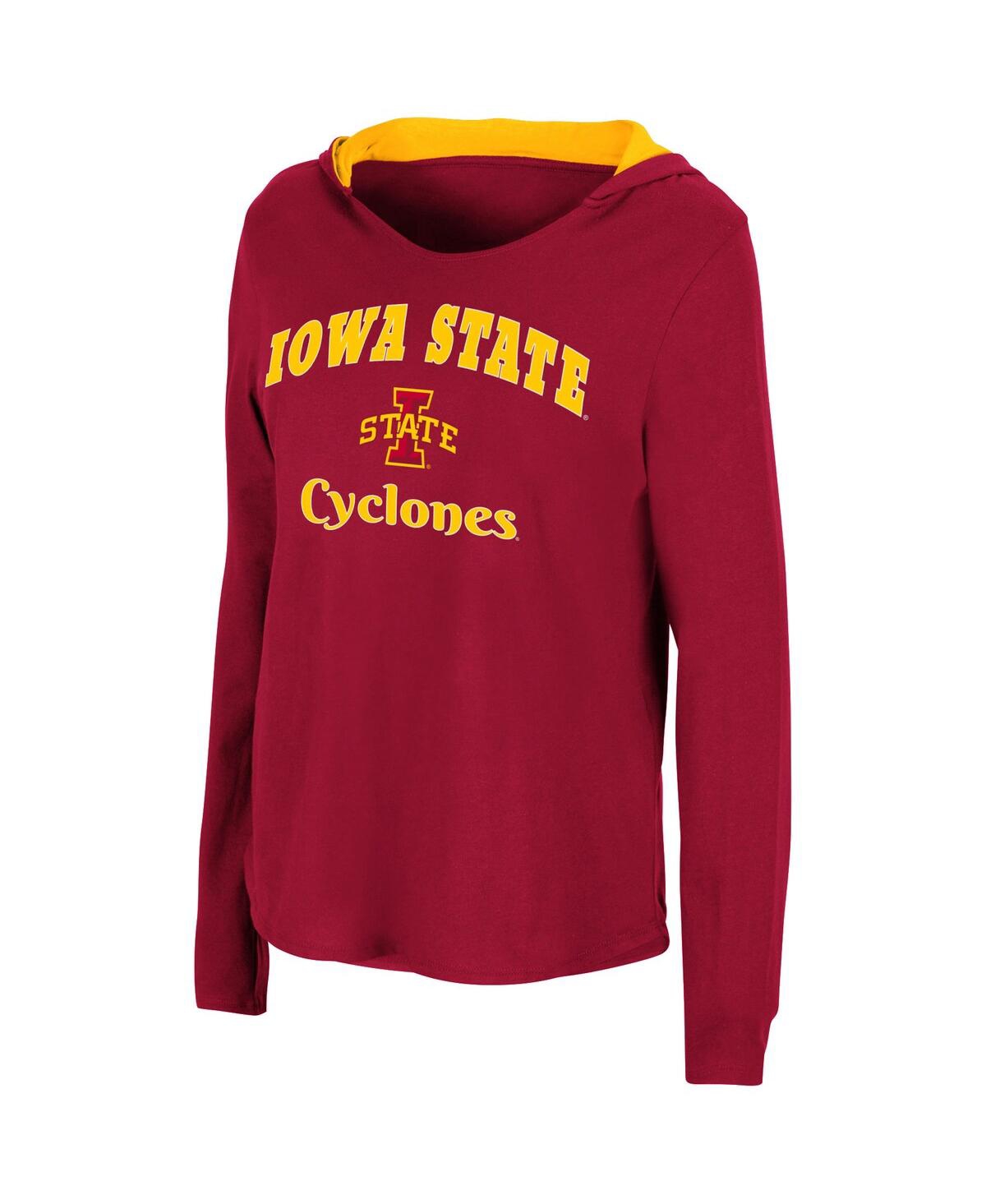 Colosseum Cardinal Iowa State Cyclones Catalina Hoodie Long Sleeve T-shirt In Cardinal