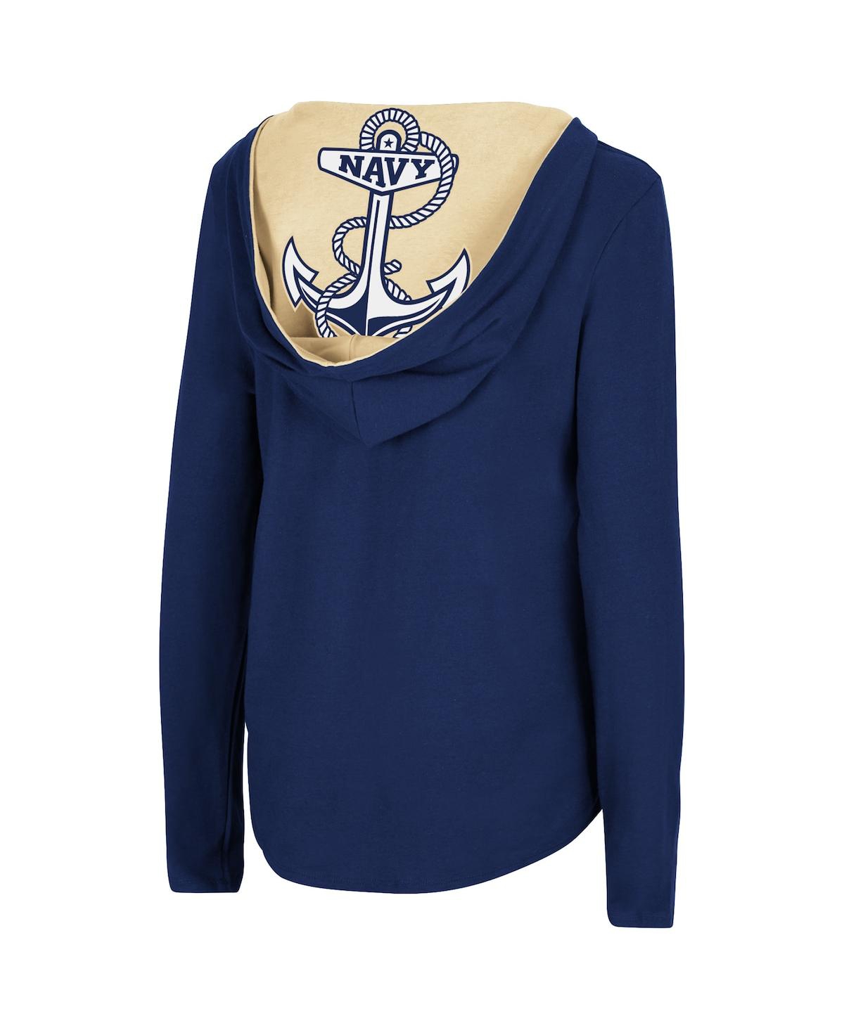 Colosseum Navy Navy Midshipmen Catalina Hoodie Long Sleeve T-shirt In Navy