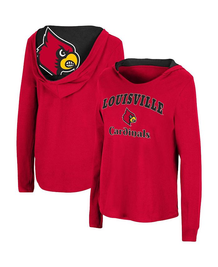 Women's Colosseum Red Louisville Cardinals Catalina Hoodie Long Sleeve T-Shirt Size: Small