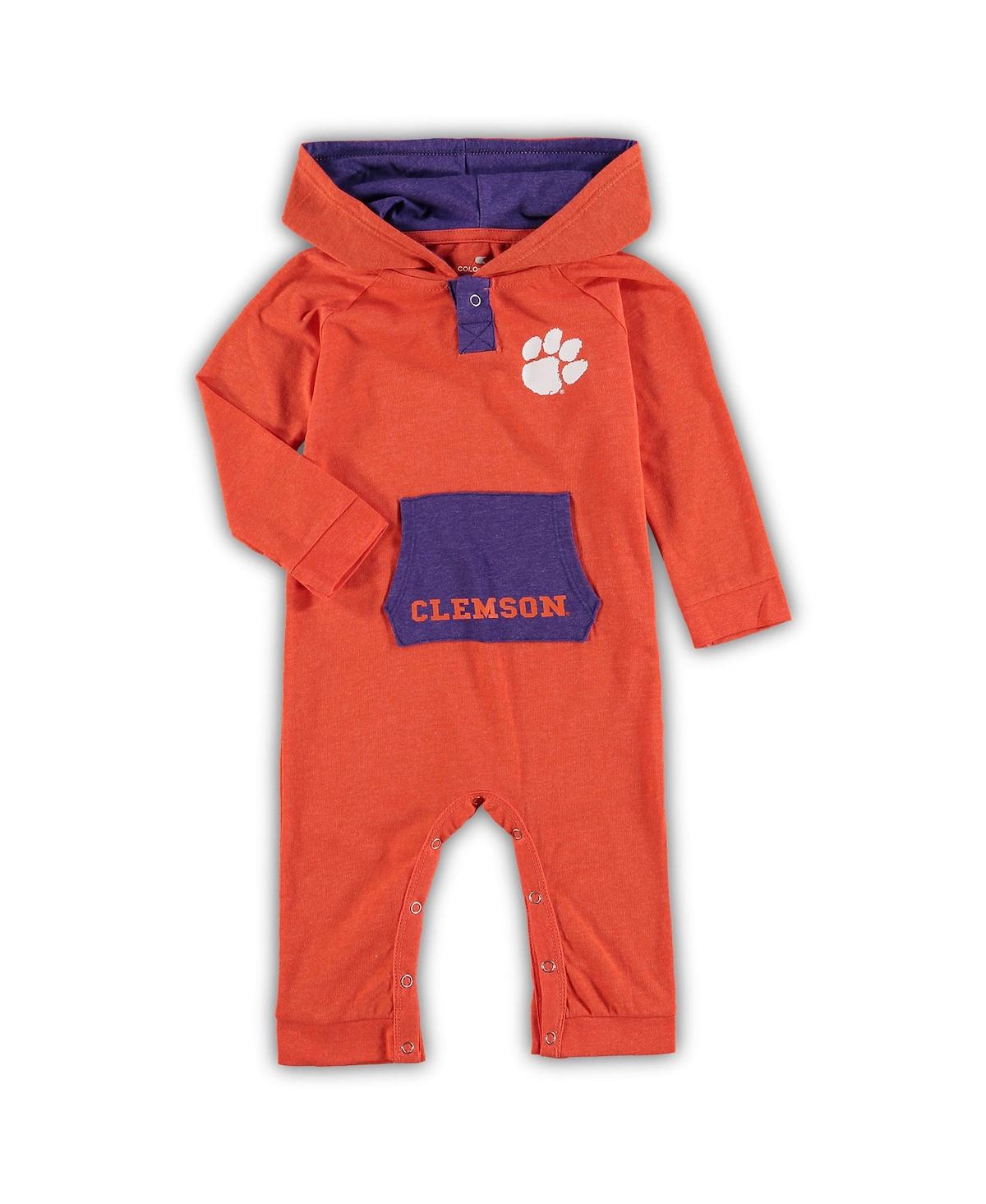 Shop Colosseum Newborn And Infant Boys And Girls  Orange Clemson Tigers Henry Pocketed Hoodie Romper