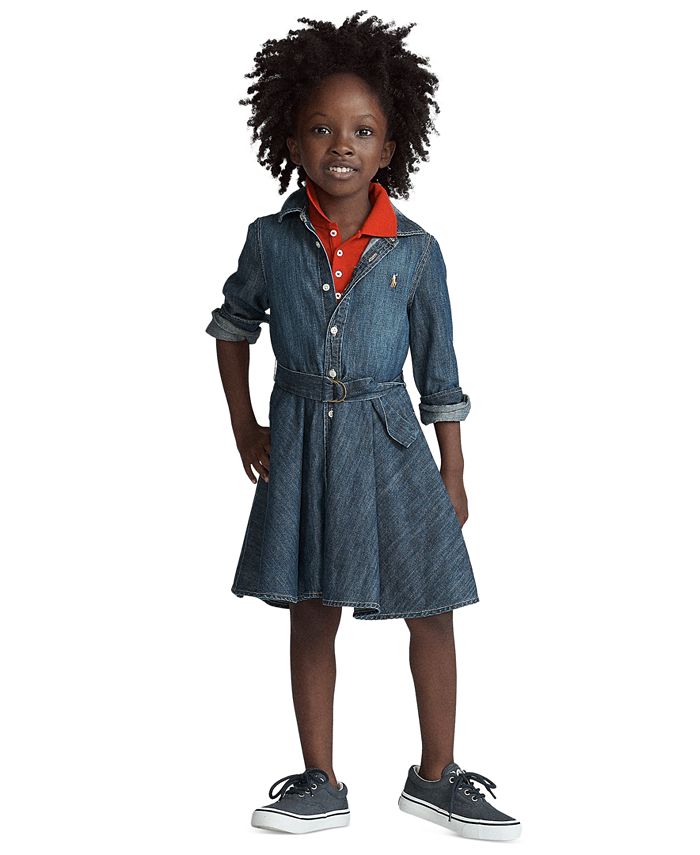 Polo Ralph Lauren Toddler and Little Girls Belted Cotton Chino Shirtdress -  Macy's