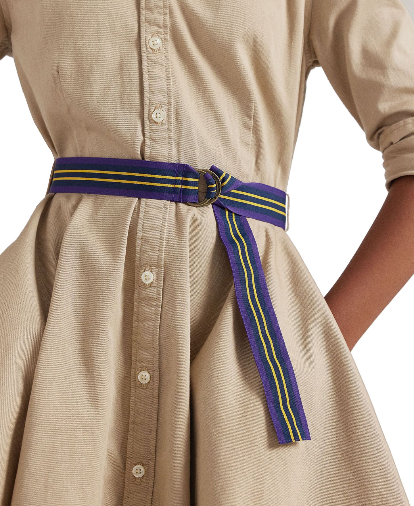 Платье Polo Ralph Lauren Belted Cotton Chino Shirtdress для девочек, цвет: Хаки — фото 6