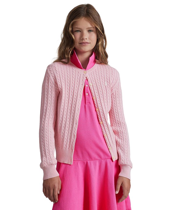 Polo Ralph Lauren Big Girls Cable-Knit Cotton Cardigan - Hint of Pink