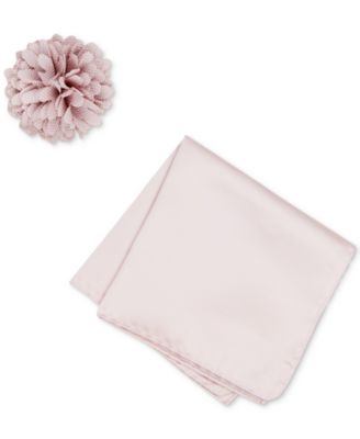 Men's Solid Pocket Square & Lapel Pin Set