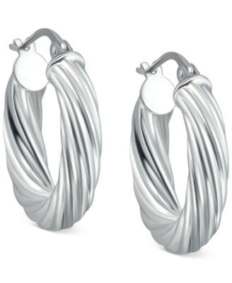 Wide Twist Small Hoop Earrings, 20mm
