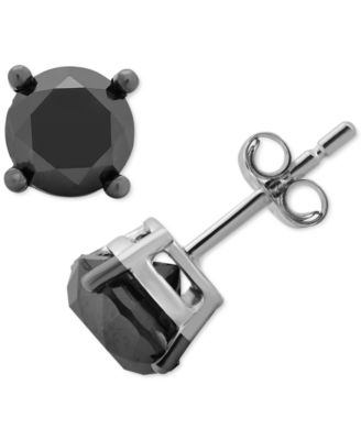 Macy's - Men's Black Diamond Stud Earrings (2 ct. t.w.) in 10k White Gold