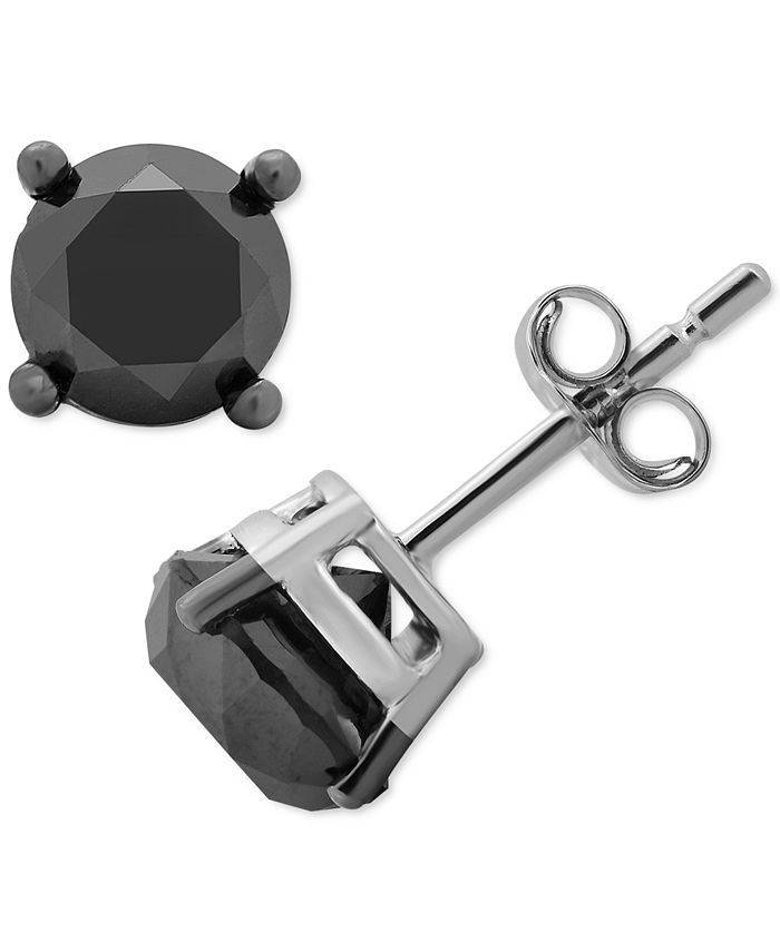 Macy s Men s Black Diamond Stud Earrings 2 ct. t.w. in 10k White