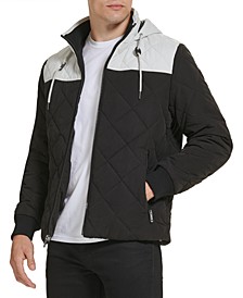Men's Colorblock Hooded Quilted Jacket